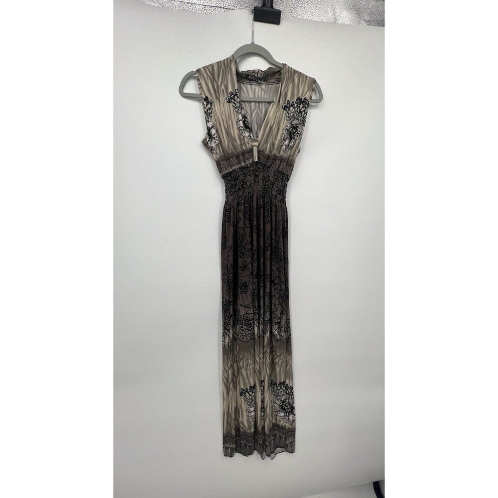 Vtg Babydoll Maxi Dress Womens Sz M 90s y2k Smocked Stretchy Boho Fairy Grunge